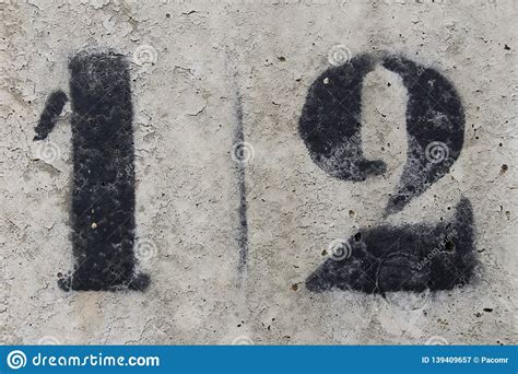 Number Twelve Painted Stencil On Concrete Wall Stock Image Image Of