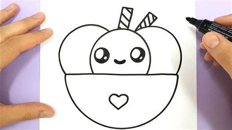 How To Draw Cute Ice Cream Bowl With Love Heart Happy