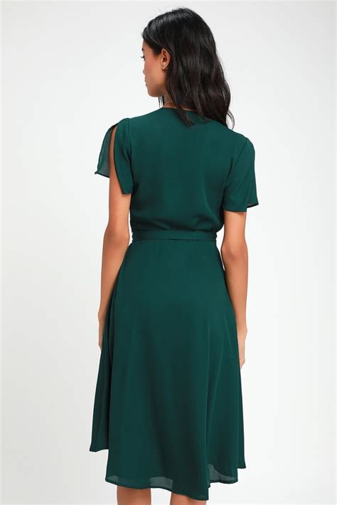 Rise To The Occasion Emerald Green Midi Wrap Dress Wrap Dress Midi