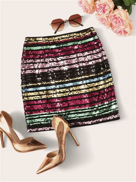 Shein Colorful Sequin Mini Skirt