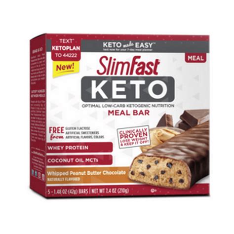 Slimfast Keto Meal Replacement Bar Whipped Peanut Butter 4 Count 5