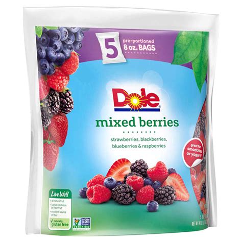1¼ cups refrigerated unsweetened coconut milk Dole® Mixed Berries Frozen Fruit, 40 oz, 5 ct Frozen Fruit ...