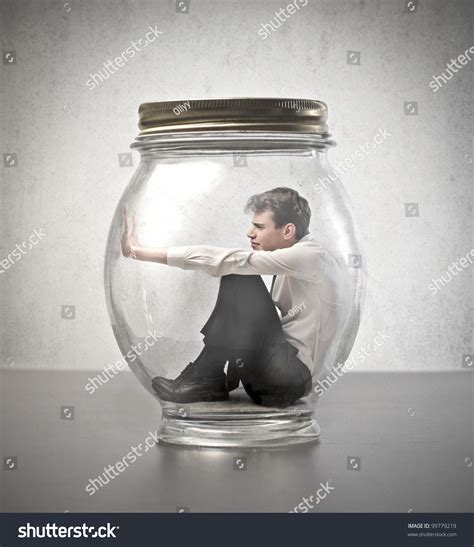 Young Businessman Trapped Glass Jar Stock Photo 99779219 Shutterstock