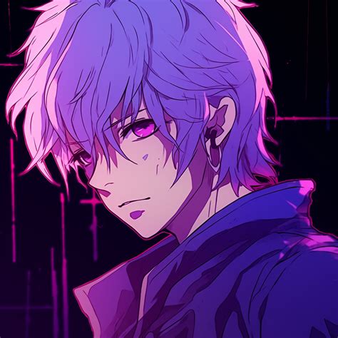 Smirking Anime Character With Purple Hair Purple Anime Male Pfp