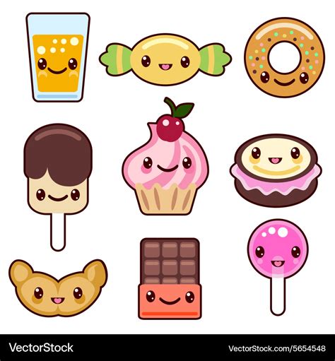 Candy Kawaii Food Characters Royalty Free Vector Image