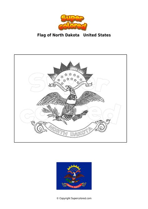 Coloring Page Flag Of North Dakota United States