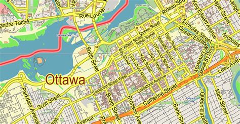 Ottawa Canada Map Vector City Plan Low Detailed For Small Print Size