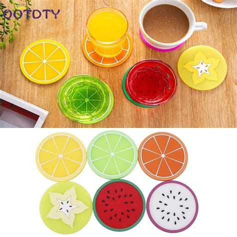 Fruit Coaster Colorful Silicone Tea Cup Drinks Holder Mat Placemat Pads