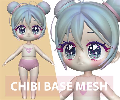 Chibi Basemesh On Chibi 3d Model 3d Model Character