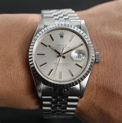 Vintage Rolex Datejust 36mm Stainless Steel Watch Circa 1990 Sapphire Crystal Ref 16030