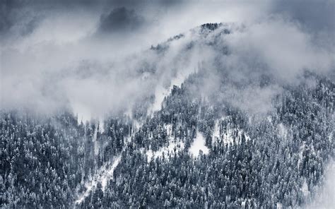 Fog On The Snowy Mountain Hd Desktop Wallpaper Widescreen High