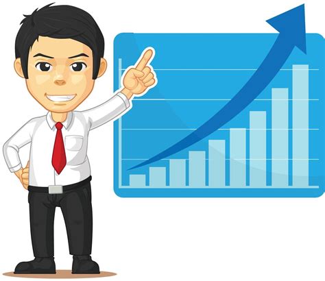 Office Employee Increasing Graph Presentation Chart Cartoon Vector