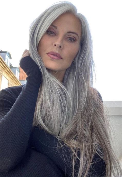 grey blonde hair silver grey hair long gray hair silver chic gray hair beauty silver haired
