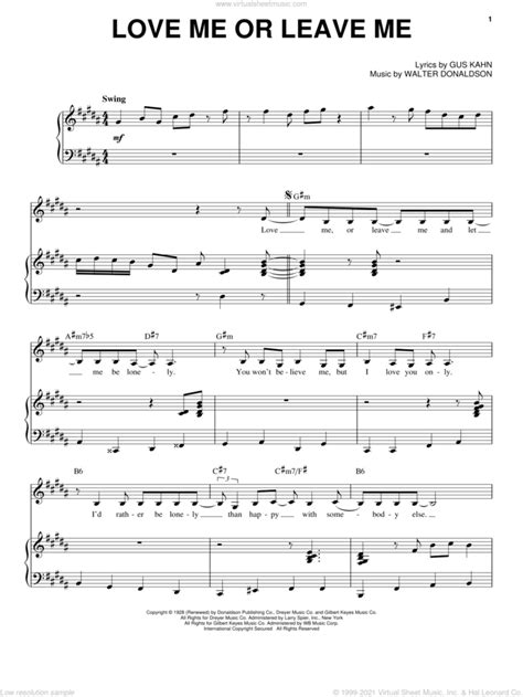Love Me Or Leave Me Sheet Music For Voice And Piano Pdf