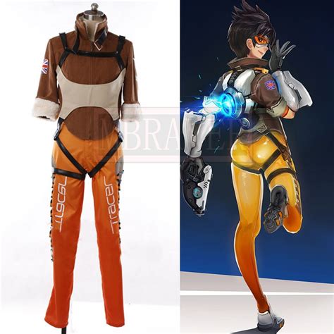 Ow Tracer Lena Oxton Soldier 76 Cosplay Costume Superhero Woman Battle