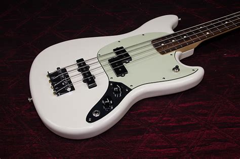 Fender Mustang Pj Bass Rosewood Fingerboard Olympic White Reverb