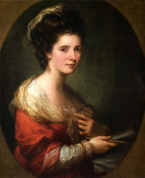 Angelica Kauffman Self Portrait With Charcoal Holder And Sharpener