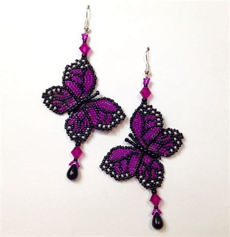 Beaded Butterfly Earrings Bead Jewellery Beaded Earrings Patterns