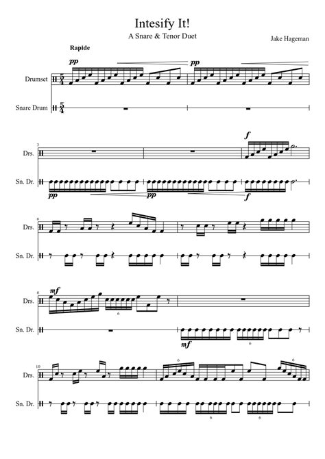 Intensify It Tenor Drum Snare Drum Duet Sheet Music For Snare Drum