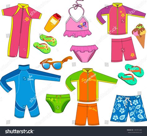 Set Swimsuit Kids Stock Vector 145701284 Shutterstock