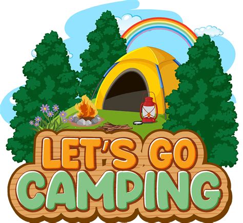 Camping Kids And Text Design For Word Lets Go Camping 12803430 Vector