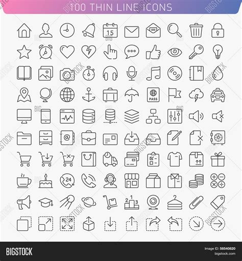 Thin Line Icons Vector And Photo Free Trial Bigstock