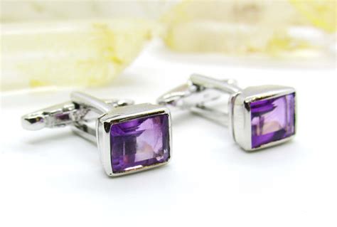 925 Sterling Silver Purple Amethyst Cufflinks Amethyst Gemstone