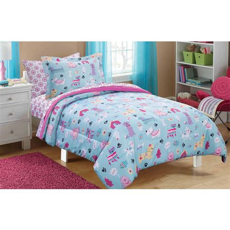 Girls Bedding Set 5 Pc Twin Size Kids Puppy Love Bed In A Bag Dog