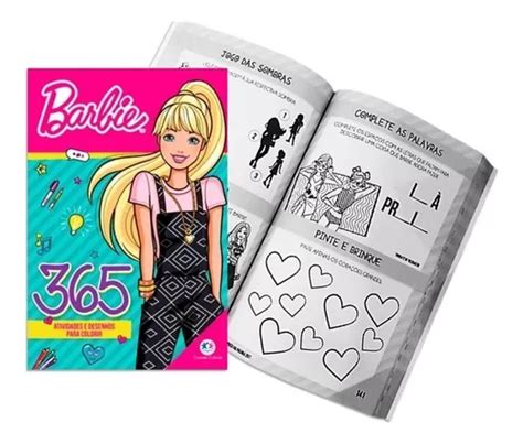 Livro Infantil Barbie 365 Atividades E Desenhos Para Colorir R 15 Em