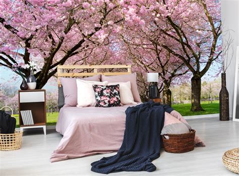 Get The Japanese Interior Trend With Cherry Blossom Wallpaper