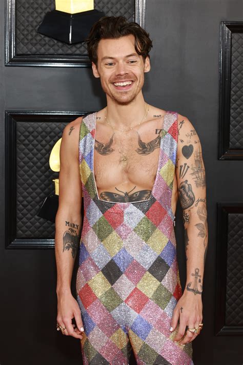 Harry Styles Wore A Clowncore Jumpsuit At The 2023 Grammy Awards Fashionista