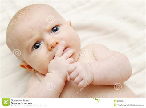 Baby Thinking Stock Image Image Of Bald Thinking