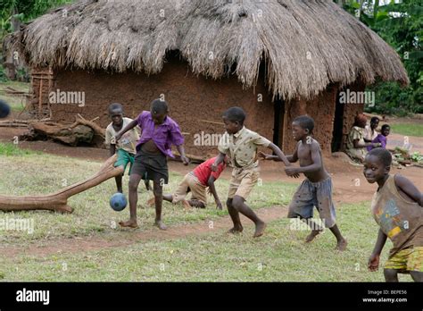 Uganda Boys Playing Footbal Kayunga District Photo By Sean Sprague