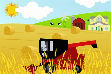 Combine Harvester In Field Free Early Years And Primary Teaching