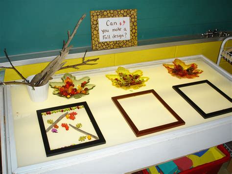Light Table Using Fall Manipulatives And Frames From The Dollar Store
