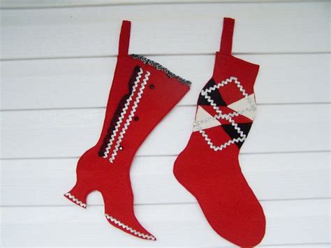 Vintage Christmas Stocking Set Of Two Victorian Whimsy Etsy