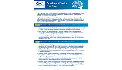 Obesity And Stroke Fact Sheet Obesity Action Coalition