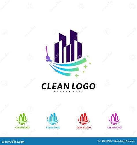 Modern City Cleaning Logo Design Concept Building Cleaning Logo