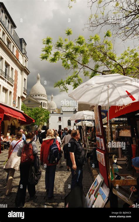 Paintings At Place Du Tertre Montmartre With View Of Sacre Coeur