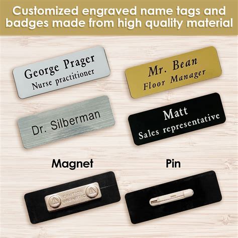 Custom Engraved Name Tag Badge For Business With Pin Or Magnet Etsy