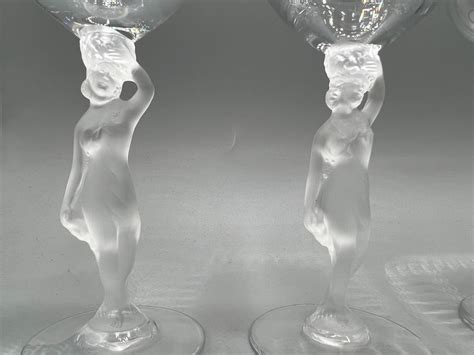 Bayel Crystal Bacchante Frosted Glass Nude Stem Champagne Drinking Cups