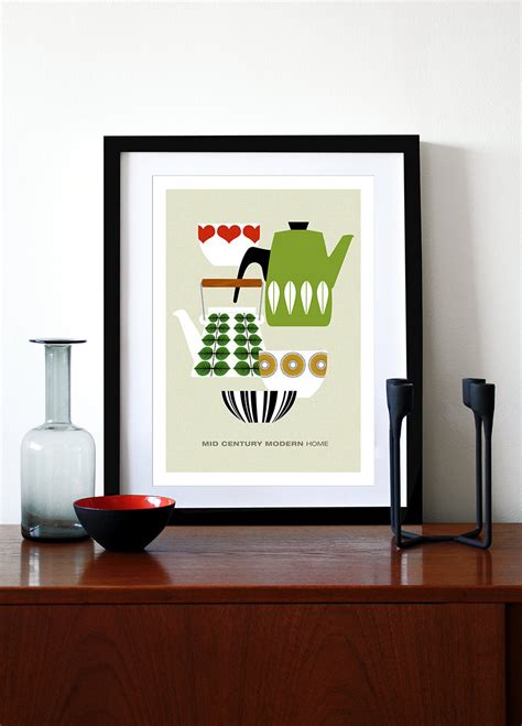 Mid Century Modern Poster Print Retro Scandinavian By Yumalum