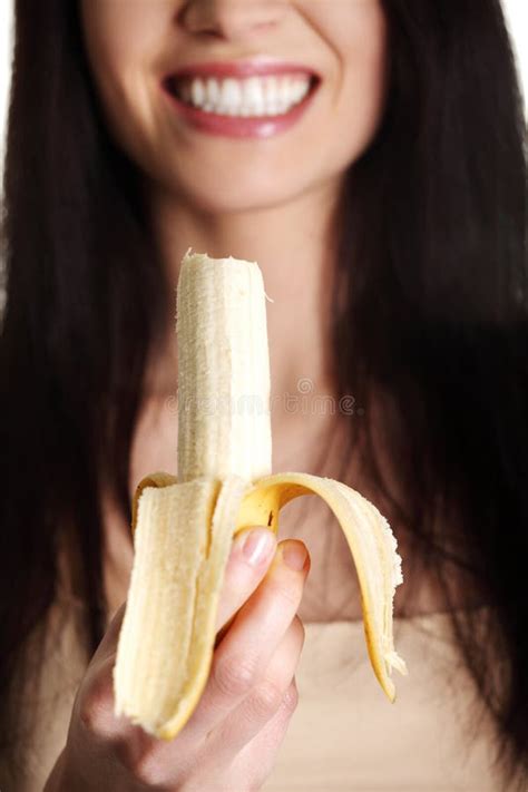 Beautiful Young Woman Is Eating Banana Stock Image Image Of Gnaw