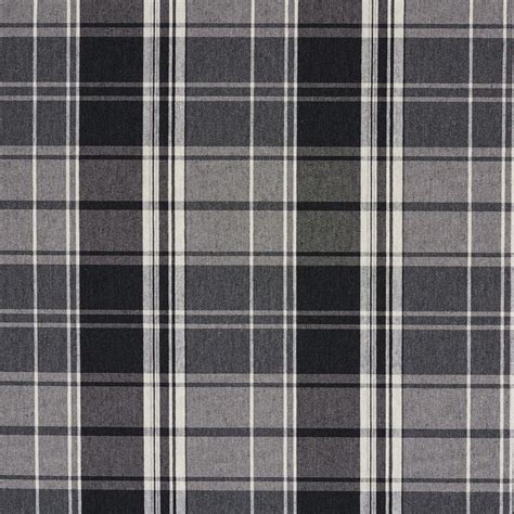 Onyx Black And Gray Plaid Damask Upholstery Fabric