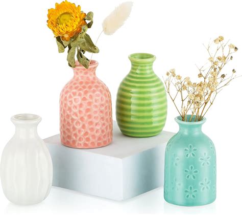 Hewory Mini Ceramic Flower Vase Modern Small Vases Set Of