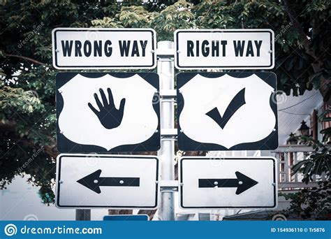 Street Sign To Right Way Versus Wrong Way Stock Photo Image Of Fail