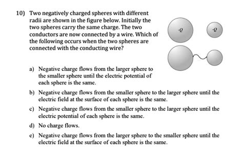 Solved 10 Two Negatively Charged Spheres With Different Radii Are