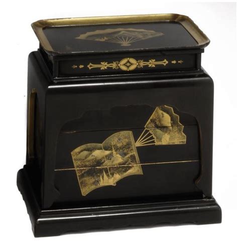 A Japanese Black And Gilt Lacquered Set Of Boxes Signed