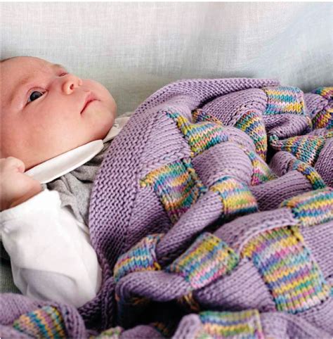 Debbie Bliss Entrelac Baby Blanket Pattern In Eco Baby Print Soft Yarn To Knit For Baby