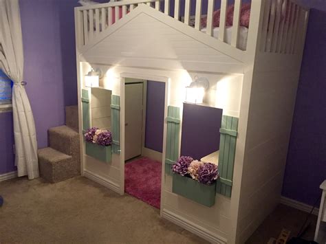 Use angled deck screws to ensure the frame can't slide out of the step 14: Ana White | Cottage Loft bed playhouse with stairs, lights ...